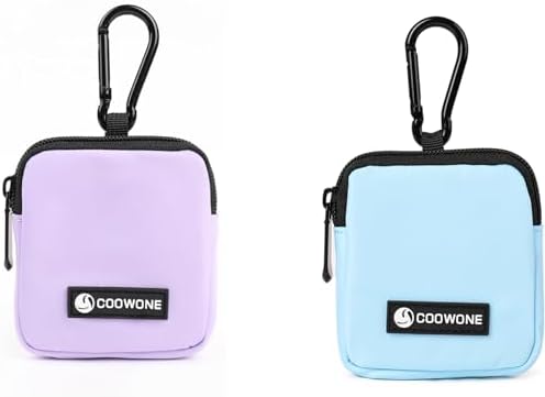 Dog Treat Pouch 2 PCS, Waterproof Small Dog Treat Bag for Leash, Hands Free Puppy Walking Bag with Carabiner, Pet Poop Bag Holder for Pet Puppy Travel or Outdoor Use, Zipper Closure to Avoid Spilling by COOWONE