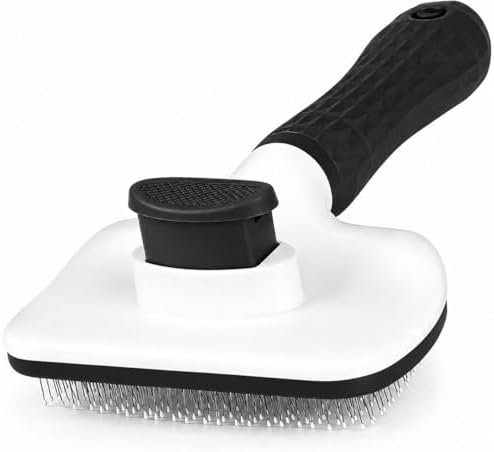 Self-Cleaning Slicker Brush, Dog Cat Bunny Pet Grooming Shedding Brush, Easy to Remove Loose Undercoat, Pet Massaging Tool Suitable for Pets with Long or Short Hair (Black) by Unknown