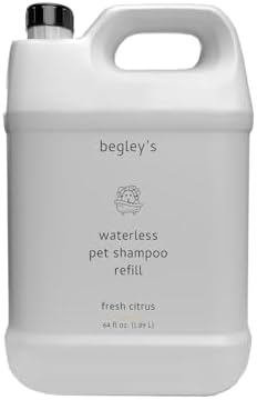 Begley’s No Rinse Waterless Pet Shampoo, Bathless Cleaning, Deodorizing, and Odor Removal for a Shiny, Fresh Smelling Coat - Effective for Dogs, Puppies, and Cats - Refill, Fresh Citrus by Begleys