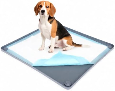 Nuanchu Pee Pad Tray Holder for Dogs, 23 x 23 Inch Silicone Dog Puppy Pad Holder with Four Fixed Points Stable Grip, Raised Edges, Quick-Wipe Dog Potty Tray for Indoor Flooring Protection by Nuanchu