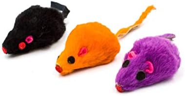 20 Halloween Colorful Furry Mice Cat Toys with Catnip and Rattle Sound Made of Real Rabbit Fur, Interactive Catch Play Teaser Mouse Toy for Cats and Kittens. Pack of 20 Mice - Image 3