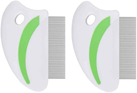 2 Pack Flea Lice Comb, Stainless Steel Dog Cat Grooming Combs with Rounded Teeth, Professional Pet Tear Stain Remover, Dematting Tool for Small, Medium & Large Pets by Brillirare