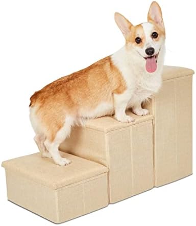 PET AWESOME Dog Stairs with Storage and Adjustable Steps for a Puppy, Small or Medium Dog by PETAWESOME
