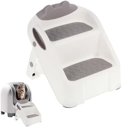 Cat Ramp for Litter Box,White Plastic Cat Ramp Fit for Automatic Litter Box,Double Layer Steps with Non-Slip Rubber Feet, Step for Small & Elderly Cats by Unknown