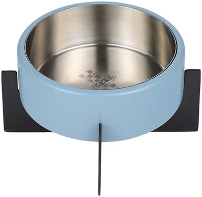 DBL3000F Intersecta Small/Medium Concrete and Stainless Steel Bowl 16oz (2 Cups) with Metal Stand Pet Feeder, Blue/Black by THELICKERSTORE