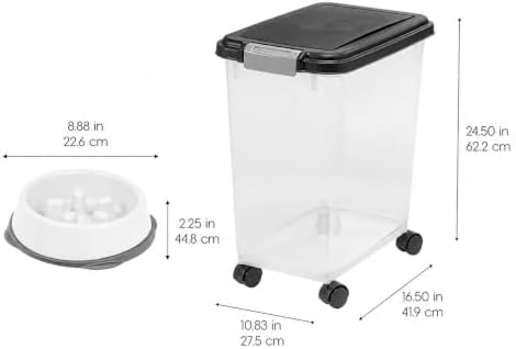 IRIS USA Dog Food Container & Slow Feeder Bowl, Up to 30 lbs, Black - Image 3