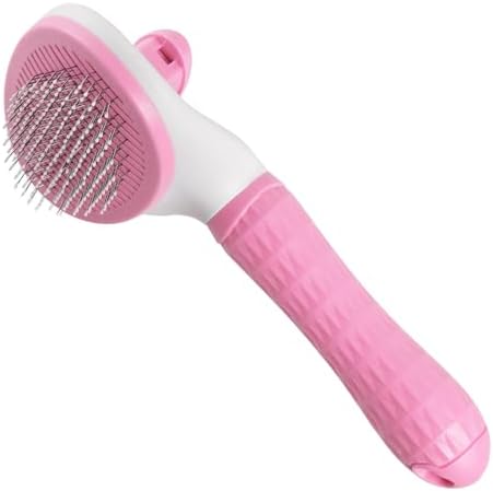 1Pc Cat Hair Brush Pet Grooming Tool Skin Friendly Deshedding Brush Self Cleaning Slicker Brush with Release Button for Dogs and Cats Easy Clean Pink 7.48 x 3.94 in by Welcome