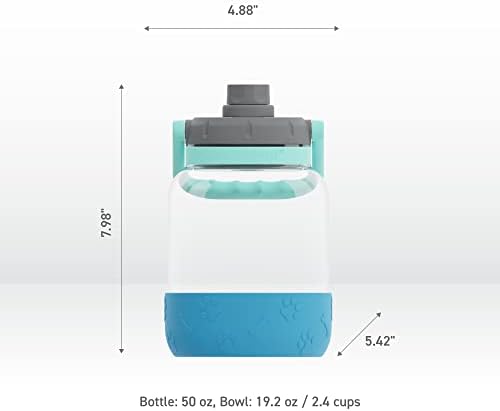 Asobu Buddy Bottle a Stainless Steel Insulated Water Bottle for with Removable Dog Water Bowl and Dog Food and Treat Storage Bowl (Blue, 50 Ounce) - Image 6
