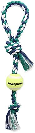 Mammoth Flossy Chews Color 3 Knot Tug with Tennis Ball Premium Cotton-Poly Tug Toy for Dogs Interactive Dog Tug Toy Rope Dog Toy with Tennis Ball for Small to Medium Dogs Medium 20" - Assorted Colors by MammothPetProducts