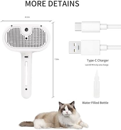 ORIGENCE Steam Brush for Long Haired Pets - Self Cleaning Grooming Tool for Cats and Dogs to Reduce Shedding, Static and Flying Fur, White - Image 5