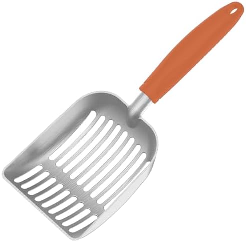 Cat Litter Scoop, Kitty Metal Scooper, Aluminum Alloy Sifter, Kitten Pooper Lifter, Deep Shovel, Long Handle, Poop Sifting, Durable, Heavy Duty, for Litter Box by Frxat