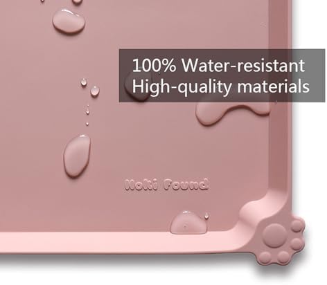 Hoki Found Silicone Pet Food Tray - High-Lips Dog Cat Bowl Mats - Waterproof Dog Cat Food Mats - Neutral Pink - Image 3