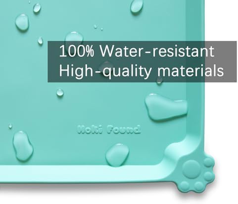 Hoki Found Large Silicone Non Slip Pet Food Mats - Tray for Dogs and Cats - Waterproof Feeding Mats - Cool Mint - Image 3