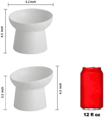 Elevated Cat Bowls, 15° Tilted Ceramic Raised Cat Food and Water Bowl Set, Whisker-Friendly Porcelain Pet Feeder Dishes for Indoor Cats and Small Dogs,White,5.2 Inch,2 Pack - Image 2
