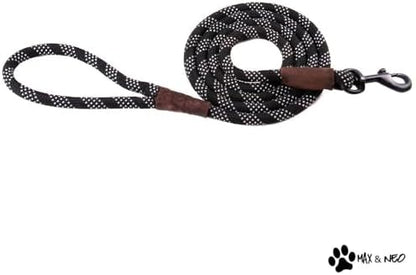 Max and Neo Rope Leash Reflective - 6 FT x 1/2" (Black, Donates to Dog Rescue) - Image 3