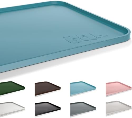 Silicone Dog Cat Food Mat Extra Thick Raised Edge, 24"x16" Slate Blue by Unknown