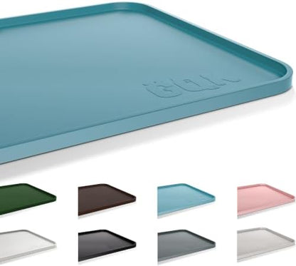 Silicone Dog Cat Food Mat Extra Thick Raised Edge, 24"x16" Slate Blue by Unknown