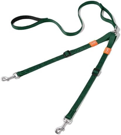 HOWGO Double Dog Leash,Tangle-Free 360 Swivel(Green, Std M-L w.Handle) by HOWGO