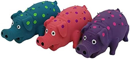 3 Pack Latex Pig Dog Toys that Oinks Dog Squeaky Toy for Small Medium Large Dogs (Red, Blue, Purple) - Image 5