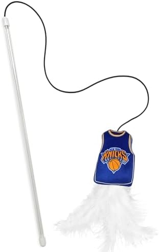 NBA NEW YORK Knicks Team Jersey Wand with CAT NIP, Cat Toy Jersey Shaped Plush Teaser Toy for Cats & Kittens - Interactive Pet Toy for Play & Exercise by PETSFIRST
