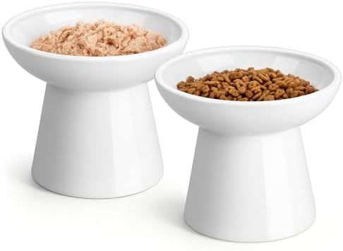 vancasso 2-Pack Elevated Cat Food Bowls, 6.2" Wide Shallow Cat Feeding Dish by vancasso