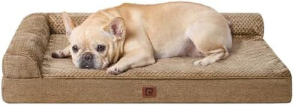 EHEYCIGA Orthopedic Dog Bed Medium Size Dogs, Memory Foam Dog Bed with Washable Removable Cover, Waterproof Pet Sofa Couch for Crate with Nonskid Bottom, 30x20x6, Camel by EHEYCIGA
