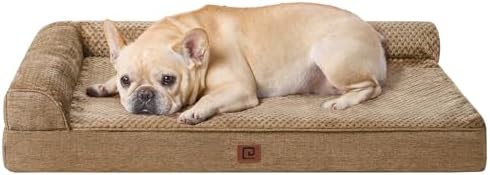 EHEYCIGA Orthopedic Dog Bed Medium Size Dogs, Memory Foam Dog Bed with Washable Removable Cover, Waterproof Pet Sofa Couch for Crate with Nonskid Bottom, 30x20x6, Camel by EHEYCIGA