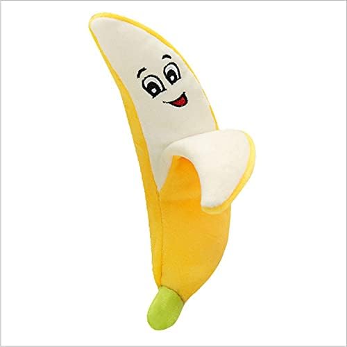 Glow Pups Banana Dog Toy with Squeaker, Cute Plush Chew Toy for Puppy, Helps with Anxiety and Boredom, Durable and Easy to Clean, 9" x 2.5", Whimsical Plush Style, Yellow