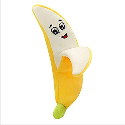 Glow Pups Banana Dog Toy with Squeaker, Cute Plush Chew Toy for Puppy, Helps with Anxiety and Boredom, Durable and Easy to Clean, 9" x 2.5", Whimsical Plush Style, Yellow