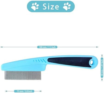 Bestac Pet Grooming Stainless Steel Flea Lice Comb Tear Stain Remover & Dematting Tool Rounded Teeth for Small, Medium, Large Dogs & Cats (Blue) - Image 4