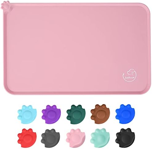 Silicone Waterproof Dog Cat Pet Feeding Mats, Non Slip, Easy Clean Pet Dog Cat Bowl Mats Placemat (18.5" x 11.5") Pink by Juqiboom
