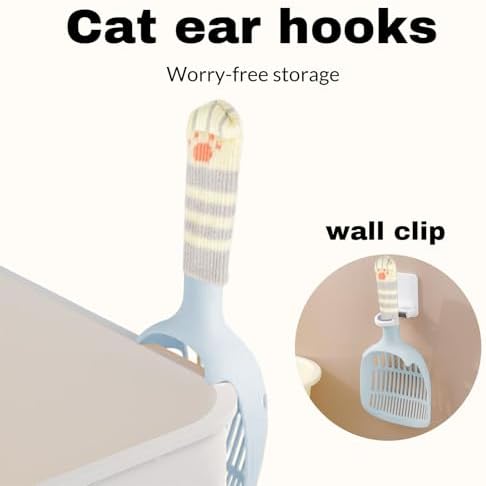 Cat Litter Scoop, Kitty Litter Scoop, Cat and Dog Poop Collector, 3-Layer Mesh Design, Cute Cat Paw Handle, Easy Clean Plastic Scooper - Image 4
