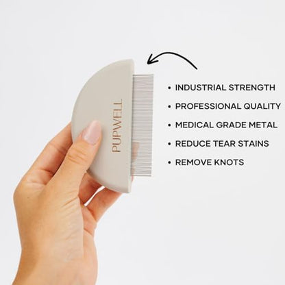 Pupwell Detailer Comb for Removing Tear Stains, Crust, and Eye Mucus and Small Tangles - Image 4