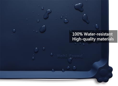 Hoki Found Large Waterproof Silicone Pet Food Mats Tray - Non Slip Pet Bowl Mats Placemat - Dog Pet Cat Feeding Mat - Dog Cat Food Mats -Pet Water Mats for Floors - French Navy - Image 3