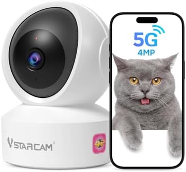 VSTARCAM 5G Security Camera Indoor, 4MP 2.5K Pet Camera with Speaker for Dog/Cat, Baby Monitor with Phone App, Dual-Band WiFi, Auto Tracking, IR Night Vision, 2-Way Talk, Cloud & SD Card Storage by VSTARCAM