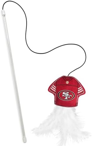 Pets First NFL SAN Francisco 49ERS Team Jersey Wand with CAT NIP, Cat Toy Jersey Shaped Plush Teaser Toy for Cats & Kittens - Interactive Pet Toy for Play & Exercise by PETSFIRST
