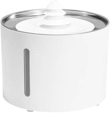 Amazon Basics Large Capacity Pet Water Fountain with Stainless Steel Top, Ultra Quiet, Easy to Clean, BPA Free, 3L, White, 3 Filters Included by AmazonBasics