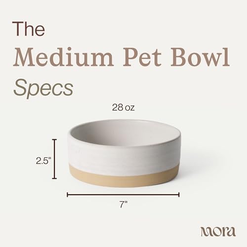 Mora Ceramic Pet Bowl Size Medium - Food/Water Dish for Large Puppies, Cats, Retrievers, Medium Sized Dogs, ect. 28oz or 4 Cups - Basic Bowls for Your Dog or Cat, Mix and Match for a Set - Oat - Image 2