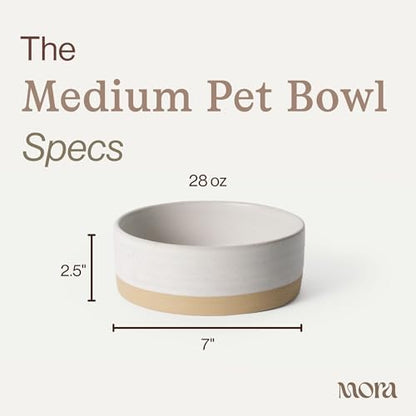 Mora Ceramic Pet Bowl Size Medium - Food/Water Dish for Large Puppies, Cats, Retrievers, Medium Sized Dogs, ect. 28oz or 4 Cups - Basic Bowls for Your Dog or Cat, Mix and Match for a Set - Oat - Image 2