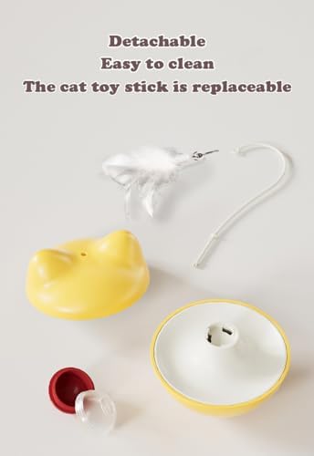 Cat Toys for Indoor Cats, Rocking Treat Dispenser Toy with Leaking Ball & Detachable Feather, Cat Toys Interactive, Kitten Toys, Cat Toy for Boredom Relief, an Interactive Cat Toy (red) - Image 5