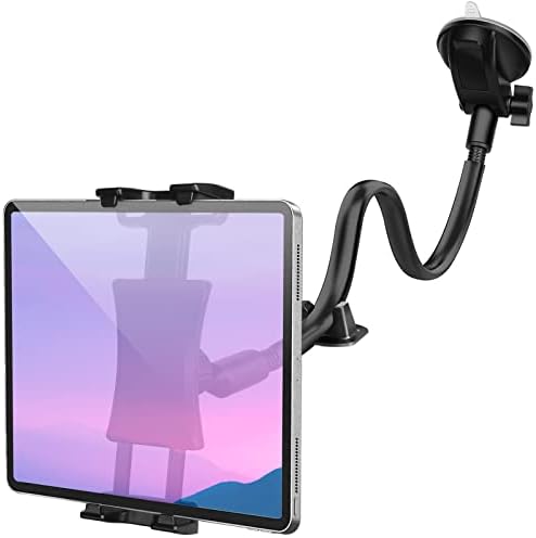 Car Dashboard Windshield Tablet Mount, 13" Long Arm Gooseneck, 360° Flexible Window Suction Cup Holder for Truck SUV, for iPad Pro 12.9/11/10.5/9.7/Air/Mini 6 5 4, Galaxy, 4.7"-12.9" Tab&Phone by Unknown