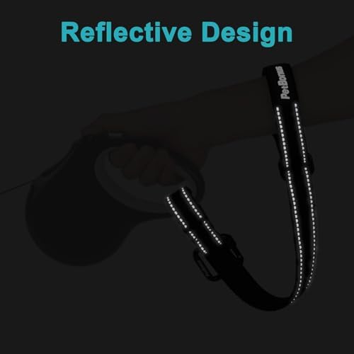 PetBonus Dog Leash Wrist Strap, Safety Strap for Retractable Leash, Lockable Reflective Short Dog Lead with Adjustable Soft Padded Handle for Walking, Extra Layer Security for Pet Stroller (Black) - Image 4