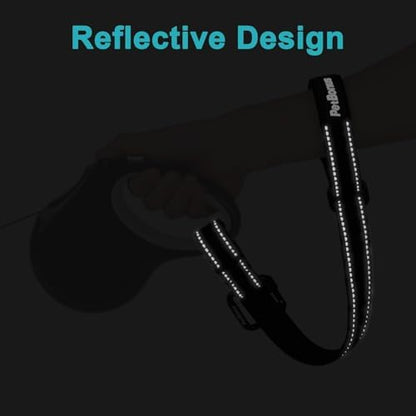 PetBonus Dog Leash Wrist Strap, Safety Strap for Retractable Leash, Lockable Reflective Short Dog Lead with Adjustable Soft Padded Handle for Walking, Extra Layer Security for Pet Stroller (Black) - Image 4