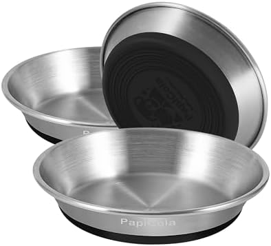 Stainless Steel Cat Bowl 3PC, Non-Slip cat Food Dish, Metal Cat Bowl by PapiCola