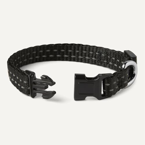 Amazon Basics Reflective Polyester Dog Collar, Adjustable Length 11.2"-16.9", 0.9" W, Quick-Release Buckle for Easy On/Off, Small, Black - Image 3