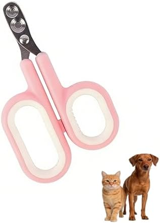 Beginner Friendly Pet Nail Clippers, Dual Hole Design for Cats & Puppies, Stainless Steel Trimmer Prevents Split Nails, No-Slip Grip, Safe Quick Trim for Small Pets (Pink) by PinkElizasPetSuppliesWorld