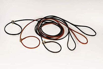 Alvalley Dog Training Flat Slip Lead - British Style Durable Leather Dog Leash - Smooth and Soft to Hold - Thin and Adjustable Slip Lead for Training, Walking, & Showing (Brown, 4ft Long, 5 mm Thick)
