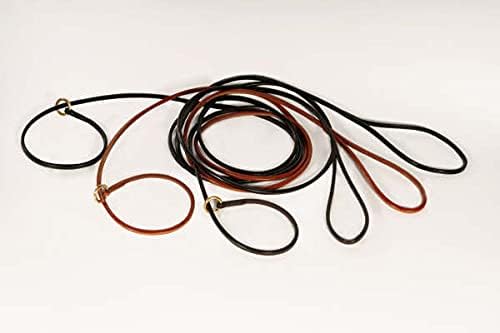 Alvalley Dog Training Flat Slip Lead - British Style Durable Leather Dog Leash - Smooth and Soft to Hold - Thin and Adjustable Slip Lead for Training, Walking, & Showing (Brown, 4ft Long, 5 mm Thick)