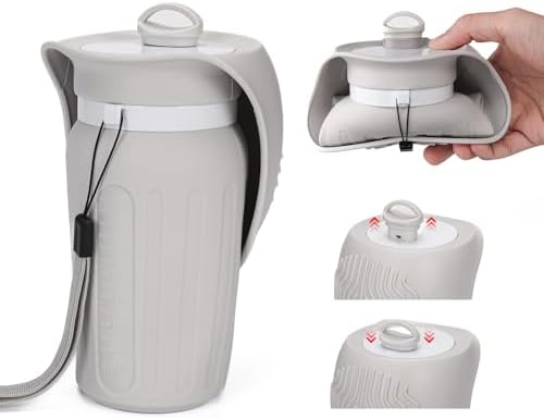 Portable Dog Water Bottle, Leak Proof Collapsible Water Bottles Lightweight Dog Water Bottle Suitable for Pets Outdoor Walking, Hiking, Travel, Camping (Gray, 20.9, Ounces) - Image 2