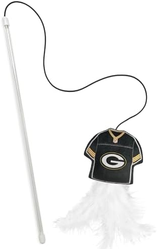 Pets First NFL Green Bay Packers Team Jersey Wand with CAT NIP, Cat Toy Jersey Shaped Plush Teaser Toy for Cats & Kittens - Interactive Pet Toy for Play & Exercise by PETSFIRST
